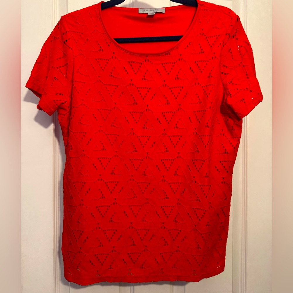Marc New York Andrew Marc Women's Red Eyelet Lined Blouse Size Medium